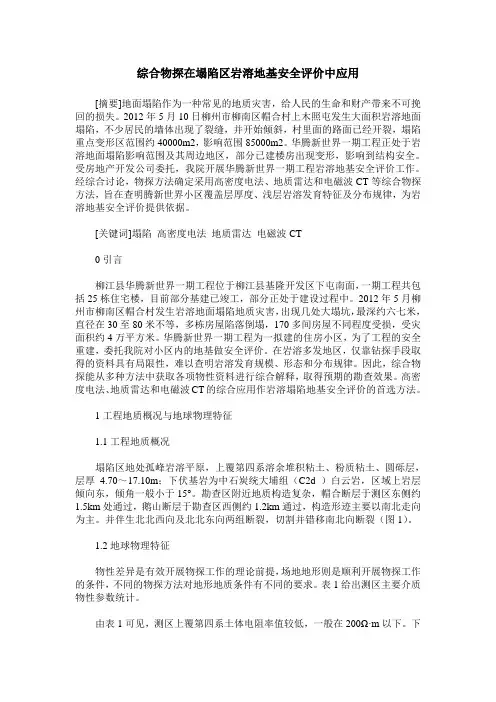 综合物探在塌陷区岩溶地基安全评价中应用
