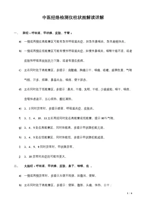 海恩达中医经络检测仪柱状图解读详解