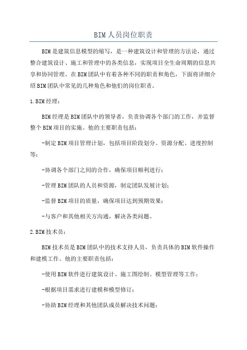 BIM人员岗位职责