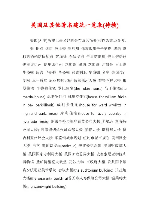 美国及其他著名建筑一览表(待续)