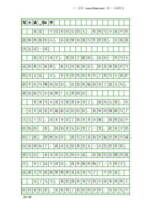 初一小说作文：写小说_750字
