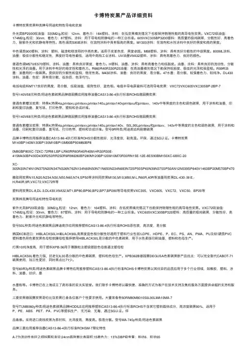卡博特炭黑产品详细资料