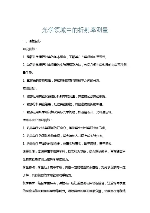 光学领域中的折射率测量