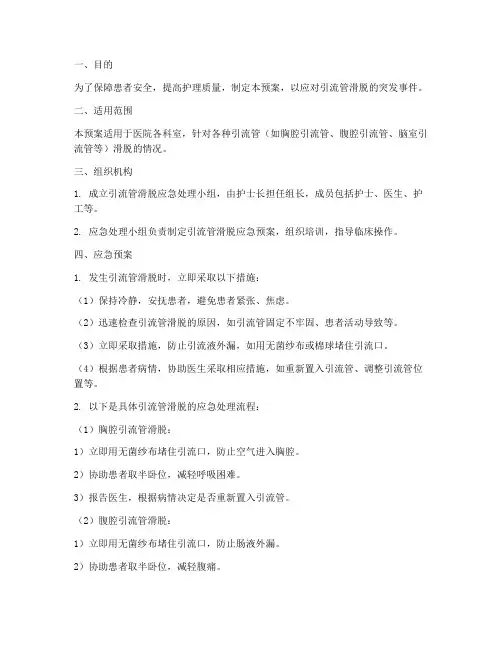引流管滑脱应急预案