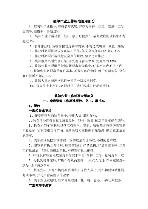 装卸作业工作标准