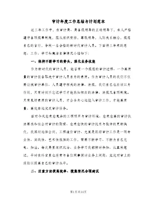 审计年度工作总结与计划范本(5篇)