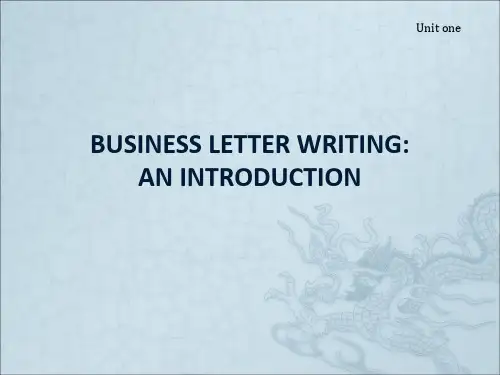 外贸英语函电第一章 Business Letter Writing -An Introduction