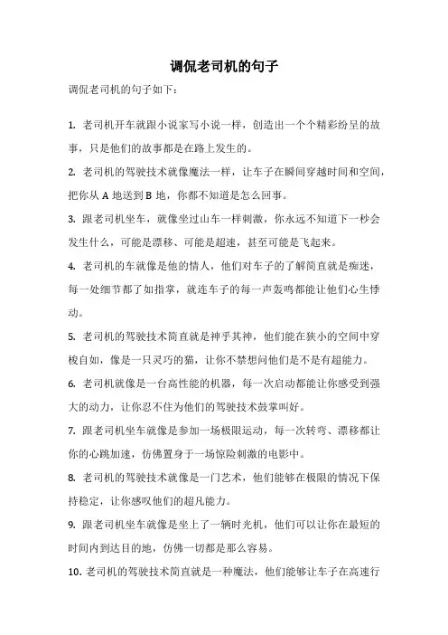 调侃老司机的句子