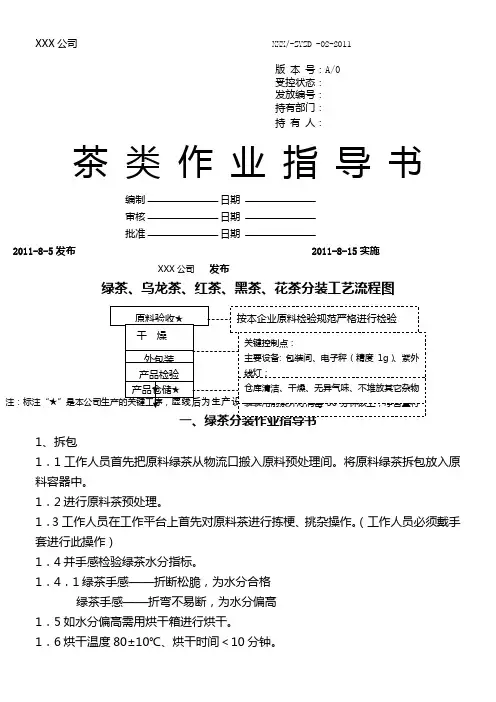 茶叶的生产制作工艺过程文件.
