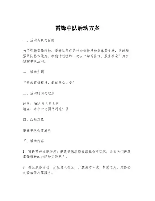 雷锋中队活动方案