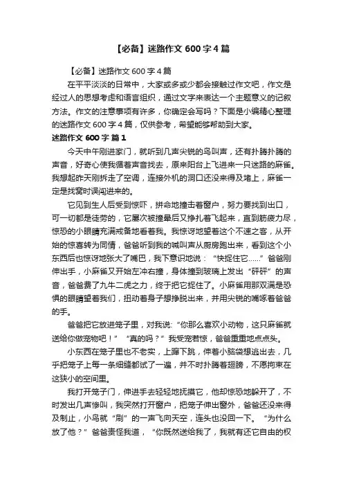 【必备】迷路作文600字4篇