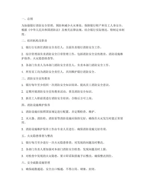 消防安全对银行的管理制度