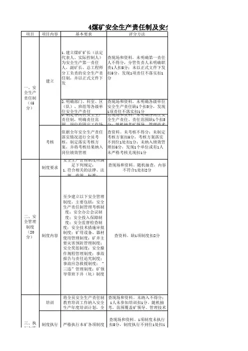 煤矿安全生产标准化管理体系(2021新版)资料目录