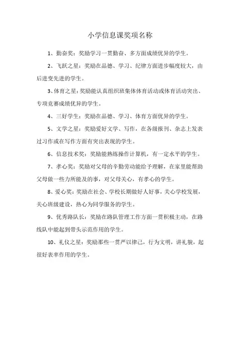 小学信息课奖项名称