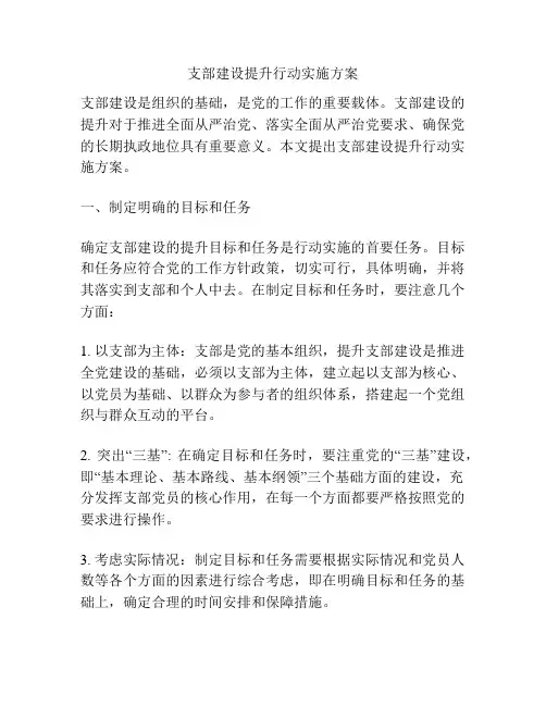支部建设提升行动实施方案
