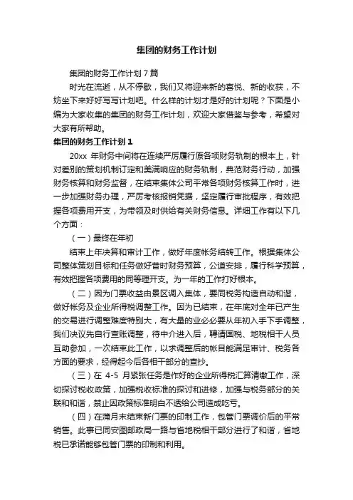 集团的财务工作计划