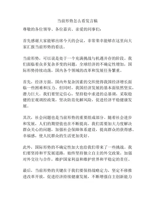 当前形势怎么看发言稿