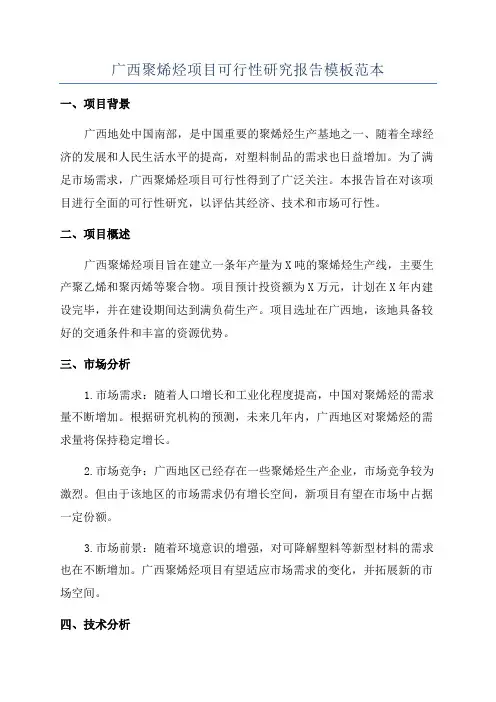 广西聚烯烃项目可行性研究报告模板范本