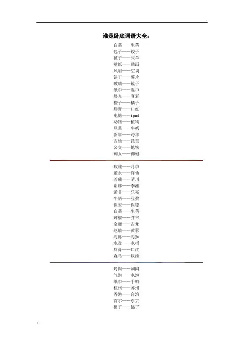 谁是卧底词语大全