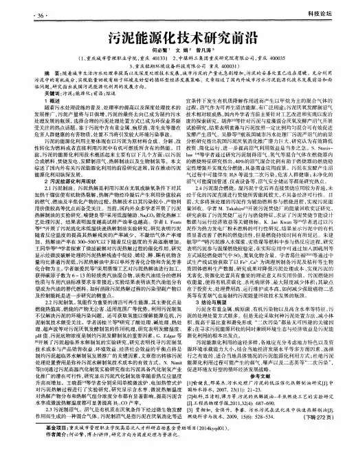 污泥能源化技术研究前沿