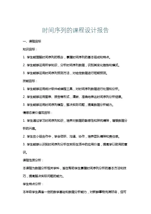 时间序列的课程设计报告