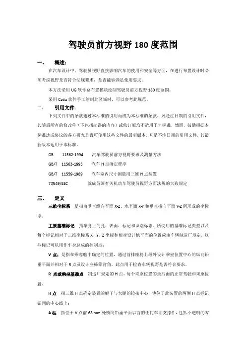 驾驶员前方视野180度范围