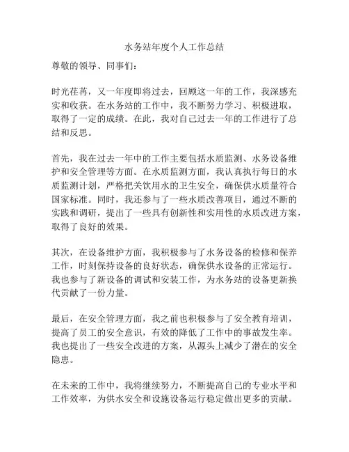 水务站年度个人工作总结