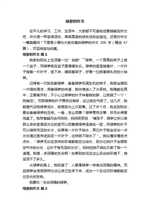 绿萝的作文300字（精选47篇）