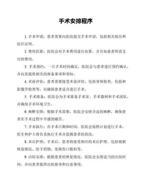 手术安排程序