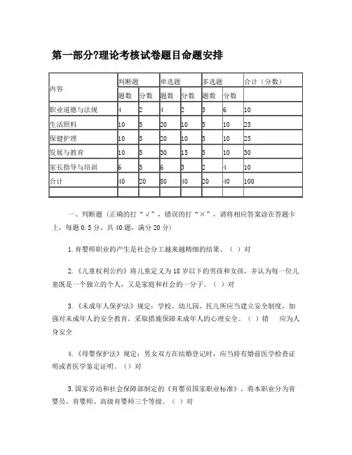 高级育婴师理论试题库
