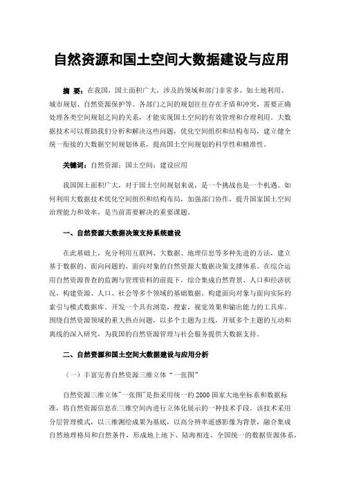 自然资源和国土空间大数据建设与应用