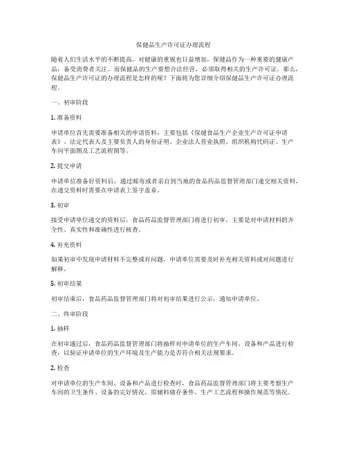 保健品生产许可证办理流程
