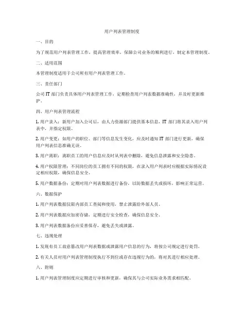 用户列表管理制度