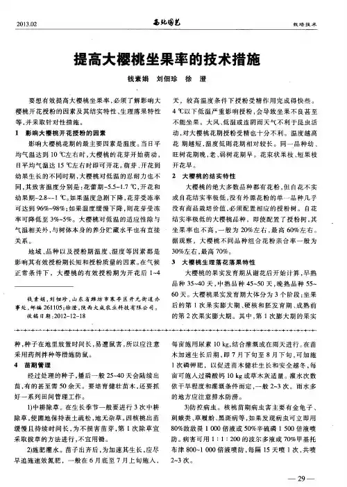 提高大樱桃坐果率的技术措施