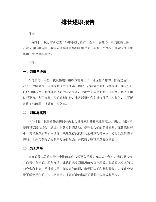 排长述职报告