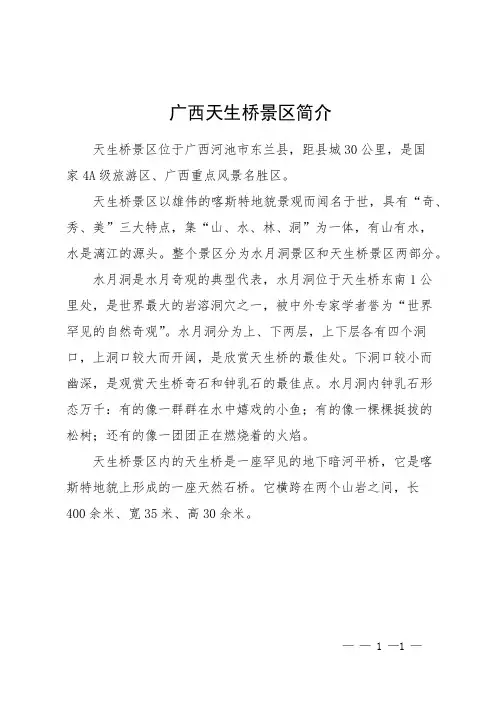 广西天生桥景区简介