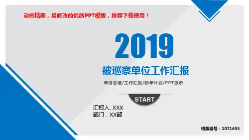 【精品】2018-2019最新被巡察单位工作汇报PPT模板【易修改ppt】