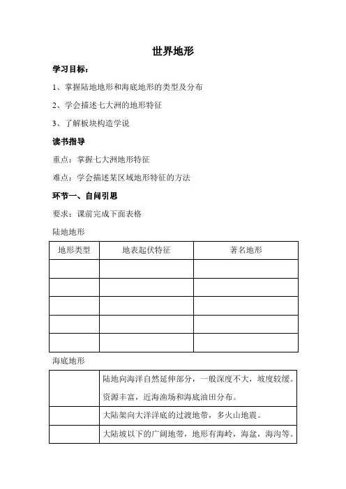 世界地形学案
