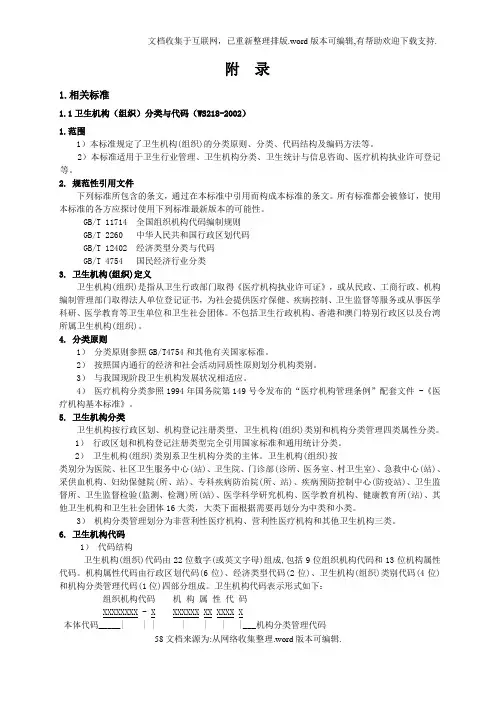 卫生机构(组织)分类与代码