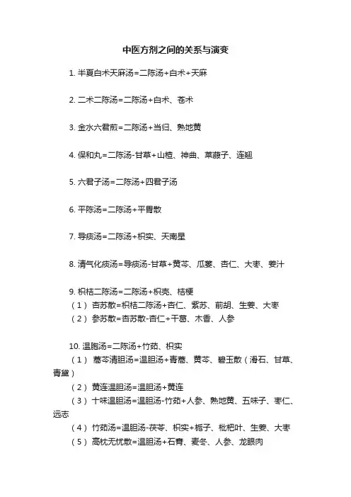 中医方剂之间的关系与演变