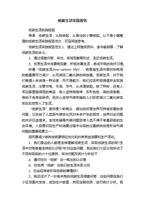 低碳生活实践报告