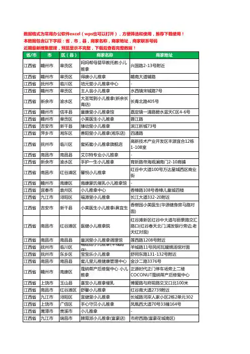 2020新版江西省小儿推拿工商企业公司商家名录名单黄页联系电话号码地址大全137家