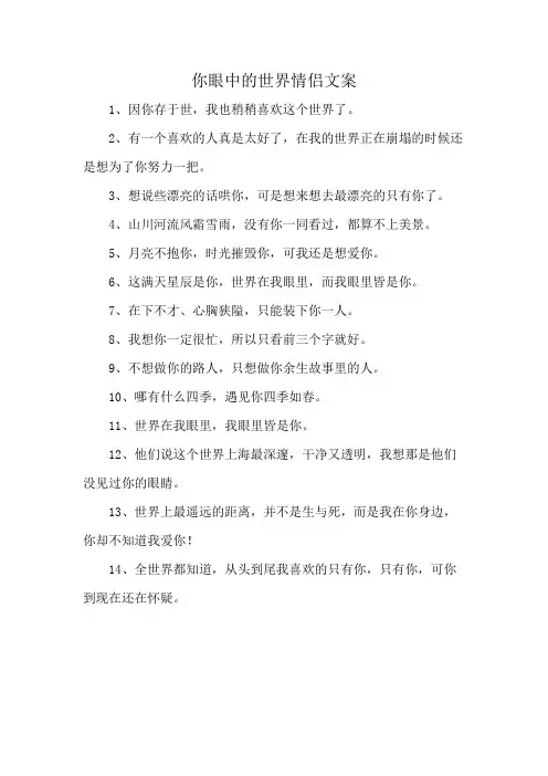 你眼中的世界情侣文案