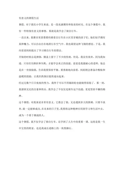 有意义的暑假生活(暑假作业作文)