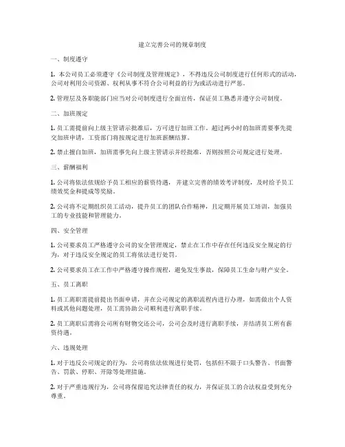 建立完善公司的规章制度