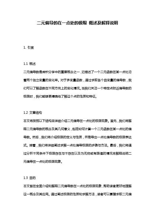 二元偏导的在一点处的极限_概述及解释说明