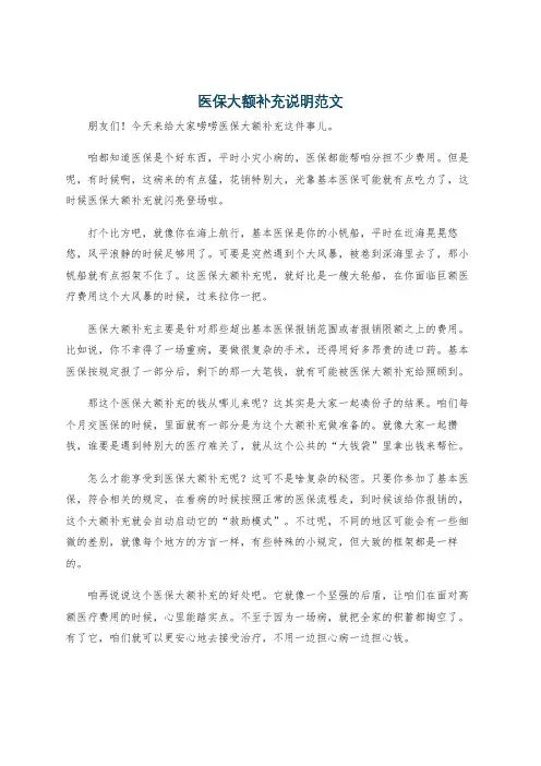 医保大额补充说明范文