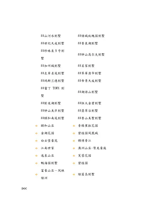 别墅名称大汇总