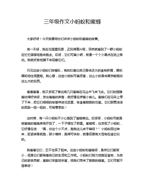 三年级作文小蚂蚁和蜜蜂