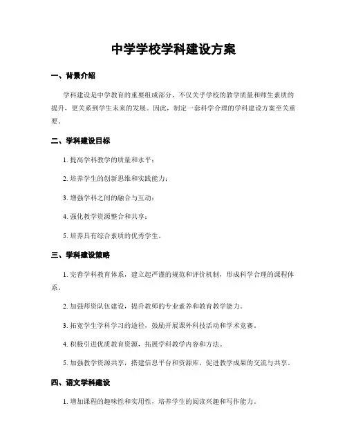 中学学校学科建设方案